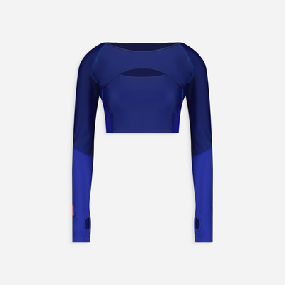 The Knockout Paris Shrug and bra in blue