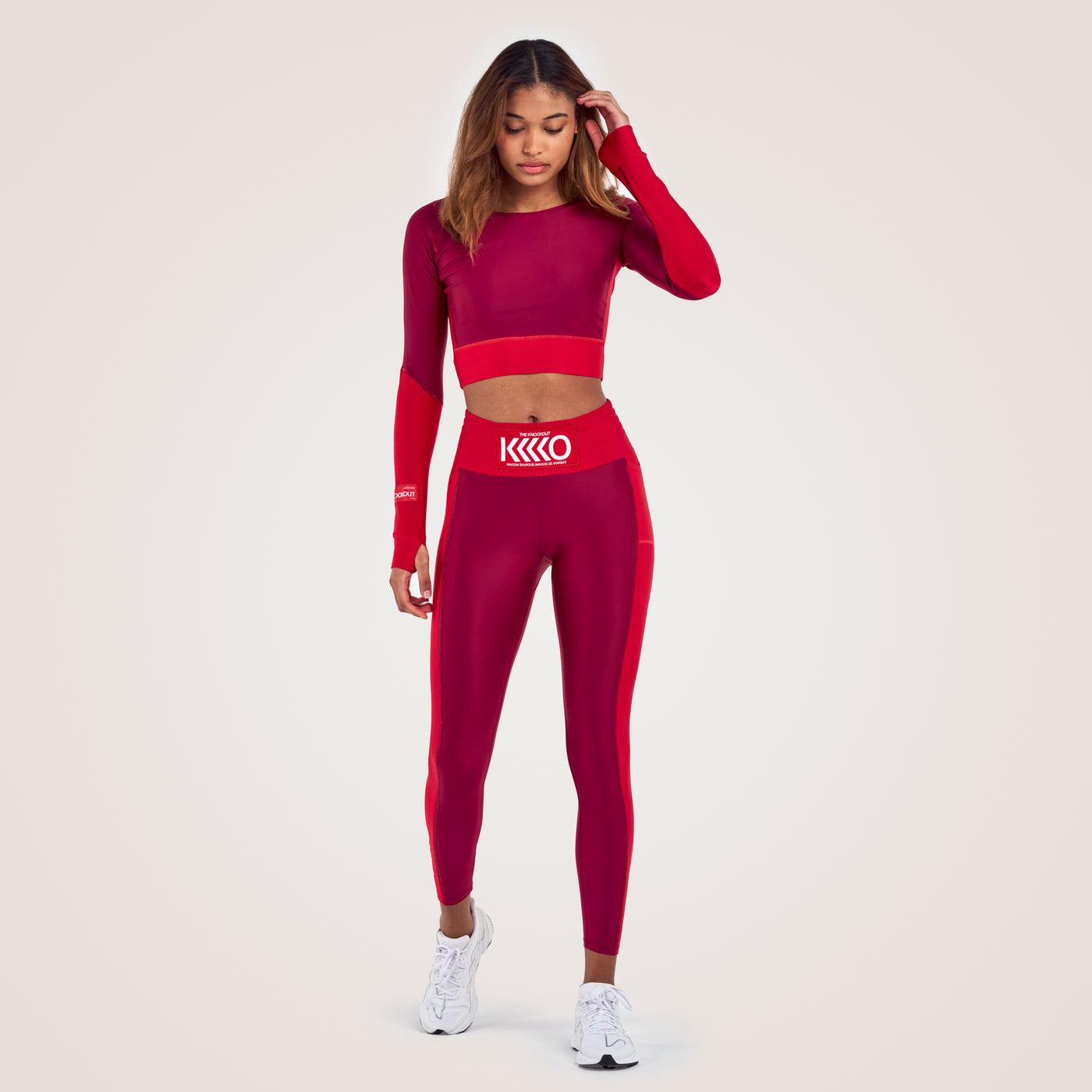 The Knockout Paris cropped long sleeved top in red