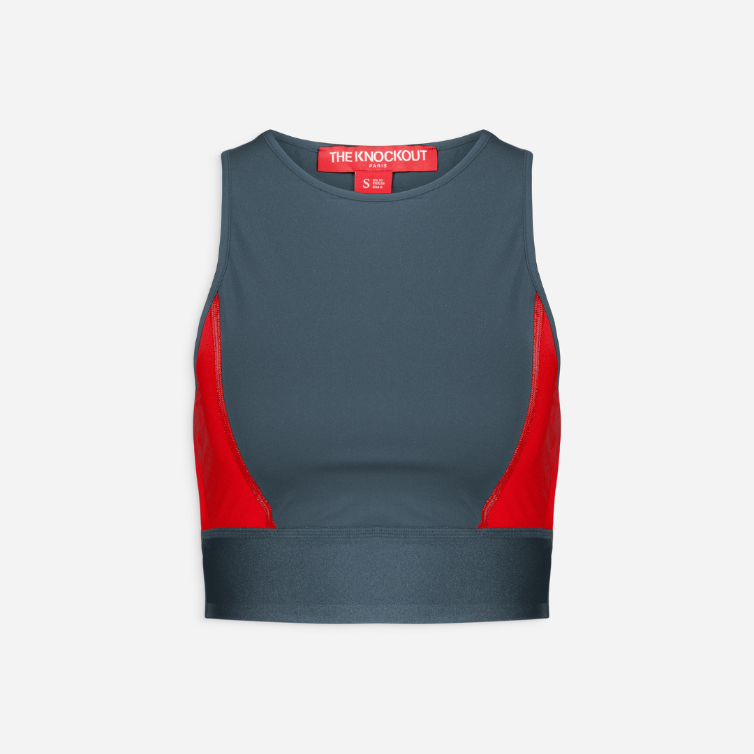 On-The-Ropes Tank Top in Grey & Red